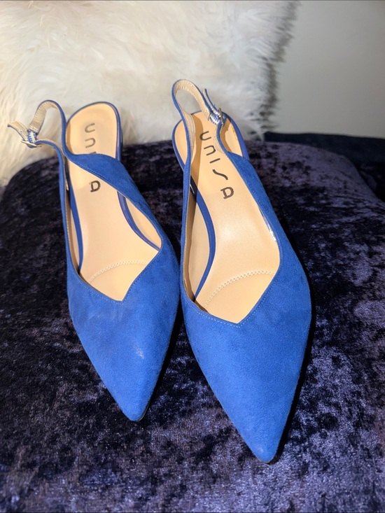 Unisa Shoes - Unisa Cobalt Blue Suede Pointed-Toe Slingback Heels